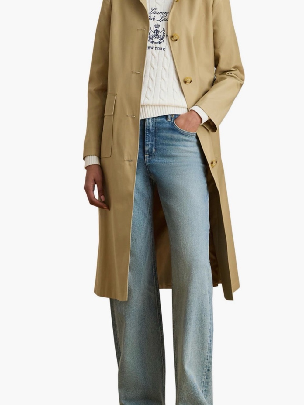 Ralph Lauren Trench Coat Jacket Womens Size M Color Sand - Retail $200 - Picture 4 of 10